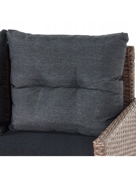 Zestaw brązowych mebli ogrodowych Meven - grafitowe poduszki 2 fotele + 2 pufy + sofa + stół 5902490785304 10
