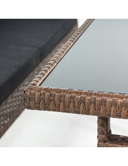 Zestaw brązowych mebli ogrodowych Meven - grafitowe poduszki 2 fotele + 2 pufy + sofa + stół 5902490785304 11