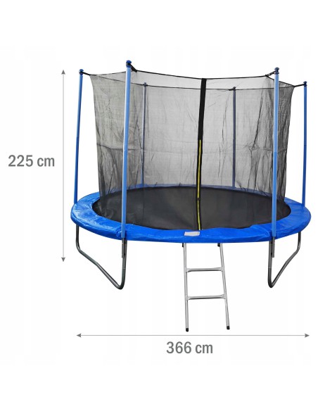 Okrągła stabilna trampolina ogrodowa z siatką i drabinką Meven, 366 cm 5900607539963 5
