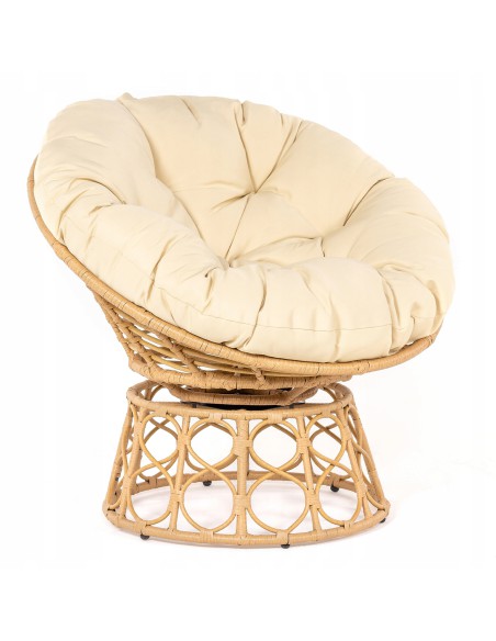 Obracany fotel ogrodowy z technorattanu beżowy Orion Meven 94 x 82 x 53/93 cm 5902490745445