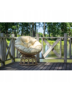 Obracany fotel ogrodowy z technorattanu beżowy Orion Meven 94 x 82 x 53/93 cm 5902490745445 2