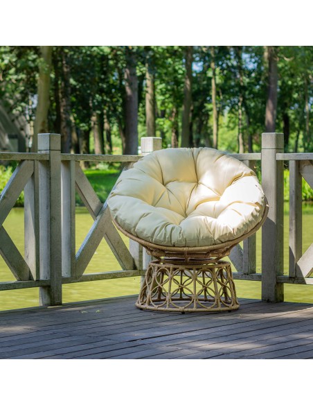 Obracany fotel ogrodowy z technorattanu beżowy Orion Meven 94 x 82 x 53/93 cm 5902490745445 3