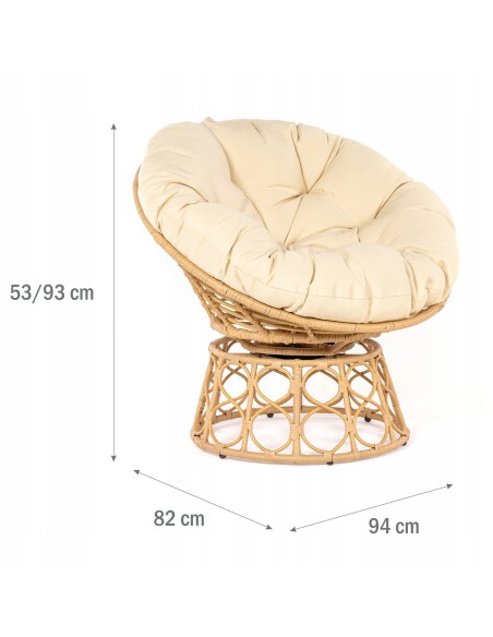 Obracany fotel ogrodowy z technorattanu beżowy Orion Meven 94 x 82 x 53/93 cm 5902490745445 7
