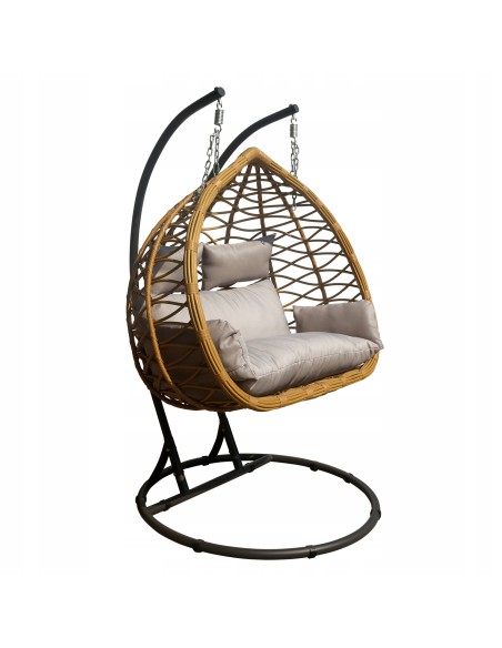 Podwójny wygodny fotel kokon podwieszany CELESTE DUO MEVEN, technorattan 5902490746114