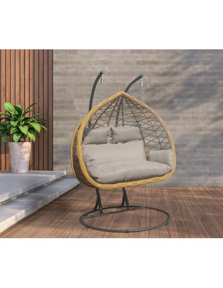 Podwójny wygodny fotel kokon podwieszany CELESTE DUO MEVEN, technorattan 5902490746114 2