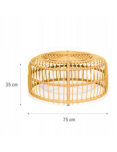 Niski ażurowy stolik ogrodowy z technorattanu Lao Meven, śr. 75 cm 5902490743977 9
