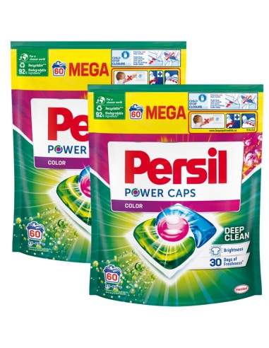 Zestaw kapsułek do prania kolorów Persil Power Caps 2x60 prań - Kapsułki do prania