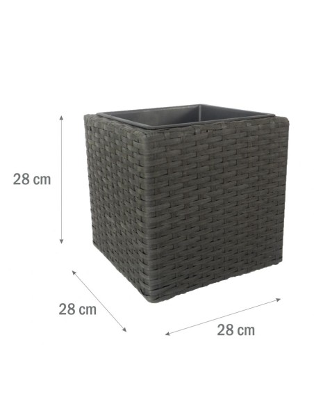 Donica technorattanowa 28x28x28cm szara - Donice ogrodowe Donica technorattanowa 28x28x28cm szara 5907510487312 2