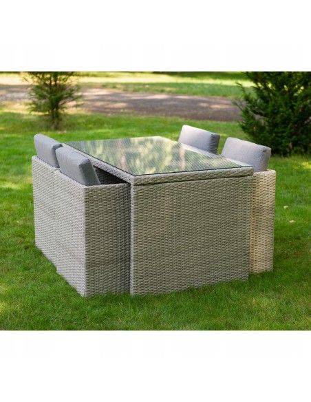 Zestaw szarych mebli ogrodowych z technorattanu Meven - 4 fotele + stół 5902490785717 8