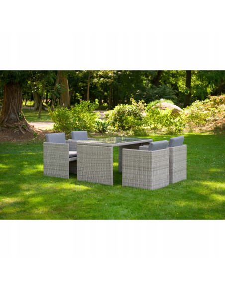 Zestaw szarych mebli ogrodowych z technorattanu Meven - 4 fotele + stół 5902490785717 9