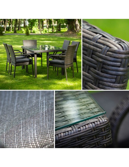 Zestaw mebli ogrodowych PAISO stół +  6 krzeseł + poduszki Meven 5902490742796 4