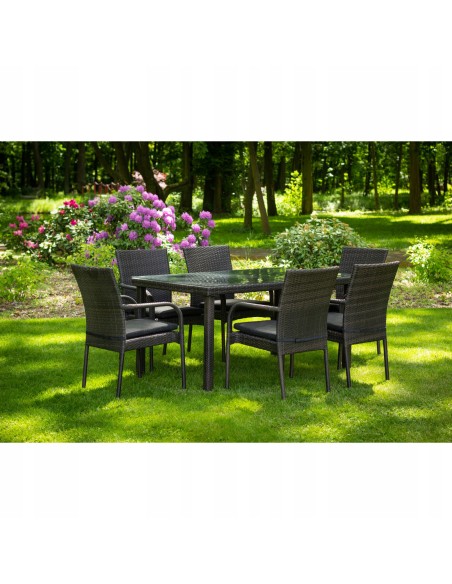 Zestaw mebli ogrodowych PAISO stół +  6 krzeseł + poduszki Meven 5902490742796 5