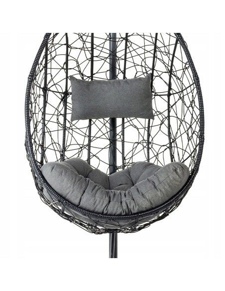 Szara poduszka na fotel podwieszany kokon, zagłówek + siedzisko Prima Grafit Meven 5902490781276
