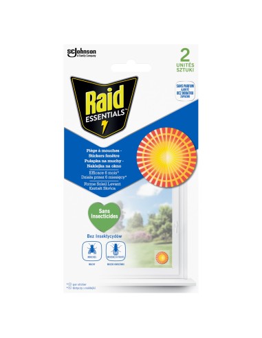 Pułapka na muchy naklejka na okno w kształcie słońca Raid Essentials 2szt. - Zawieszki i lepy na owady