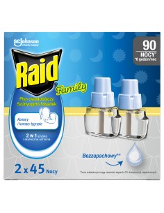 Bezzapachowy płyn owadobójczy do elektrofumigatora Raid Family 2x45 nocy 5000204337938 2