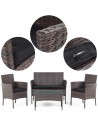 Zestaw mebli rattanowych do ogrodu Presto sofa + 2 fotele + stolik Meven