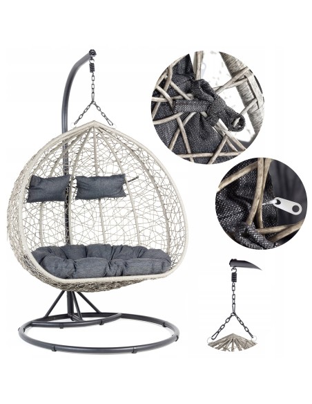 Podwieszany fotel ogrodowy z technorattanu kokon XXL SIERRI Meven, 135×75×120 cm 5902490744042