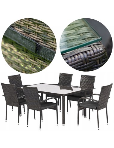 Zestaw mebli ogrodowych PAISO stół + 6 krzeseł + poduszki Meven Home & Garden - Zestawy mebli ogrodowych