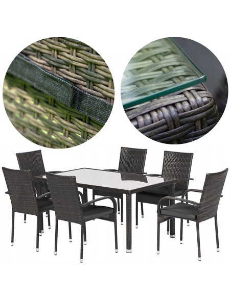 Zestaw mebli ogrodowych PAISO stół +  6 krzeseł + poduszki Meven 5902490742796 2