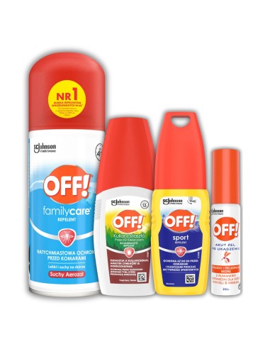 Zestaw OFF! Środki przeciw kleszczom i komarom (3x100 ml) + żel Akut po ukąszeniu owadów 25 ml - Środki na komary i kleszcze