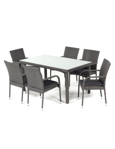 Ogrodowy zestaw mebli rattanowych PAISO Meven stół + 6 krzeseł 5902490745759