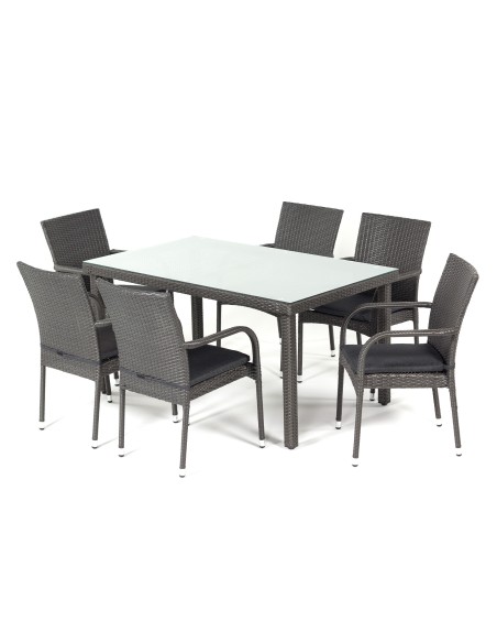 Ogrodowy zestaw mebli rattanowych PAISO Meven stół + 6 krzeseł - Zestawy mebli ogrodowych Ogrodowy zestaw mebli rattanowych PAISO Meven stół + 6 krzeseł 5902490745759