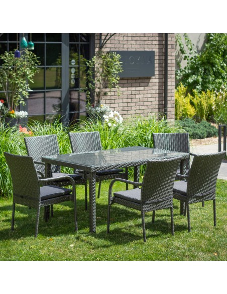 Ogrodowy zestaw mebli rattanowych PAISO Meven stół + 6 krzeseł - Zestawy mebli ogrodowych Ogrodowy zestaw mebli rattanowych PAISO Meven stół + 6 krzeseł 5902490745759 2