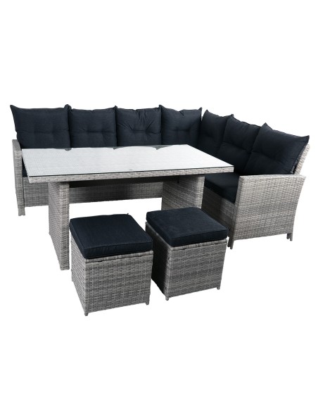 Ogrodowy zestaw mebli z narożnikiem jasnoszary PUERTO Meven, pięcioczęściowy 5905842511477 2