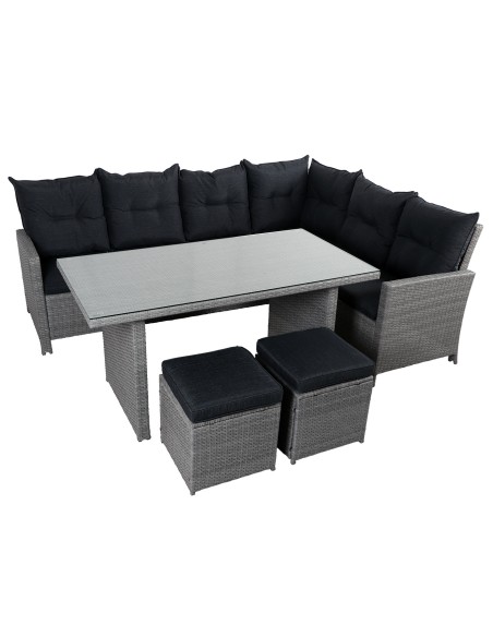 Luksusowy zestaw mebli PUERTO narożnik + stół + 2x pufa Meven 5905842511484 2