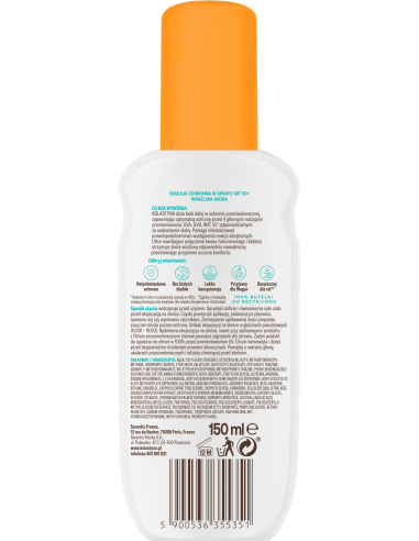 Bezzapachowa emulsja do opalania w sprayu Kolastyna SPF 50+ 150 ml 5900536355351 2