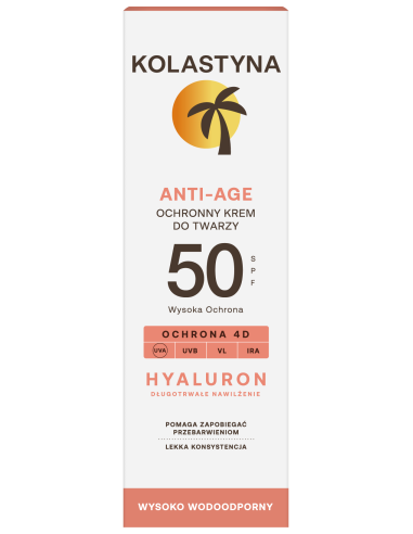 Ochronny krem do twarzy zapobiegający zmarszczkom Kolastyna Anti-Age SPF 50 50 ml 5900536355603 5