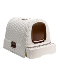 Kremowa kuweta dla kota zamknięta z łopatką i filtrem Curver 3253920615015 2