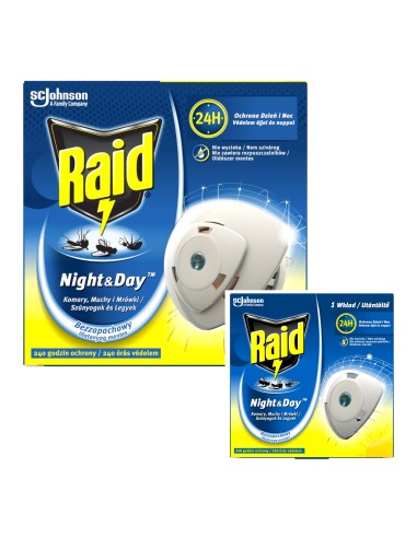 Raid® Night & Day™ przeciw muchom, komarom i mrówkom  elektrofumigator + wkład 5905718981151