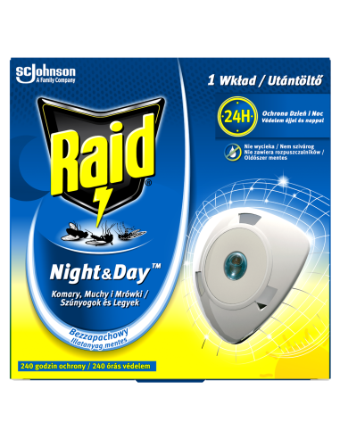 Raid® Night & Day™ przeciw muchom, komarom i mrówkom  elektrofumigator + wkład 5905718981151 4