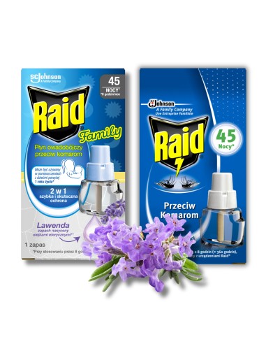 2x zapas do elektrofumigatora owadobójczego Raid bezzapachowy + zapach lawendy - Elektrofumigatory owadobójcze