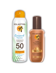 Wakacyjny zestaw Turboprzyspieszacz opalania 150ml + Kokosowa mgiełka ochronna SPF50 150ml Kolastyna 5900536355474