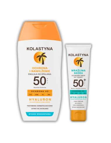 Emulsja do opalania SPF50  150ml + Krem do twarzy SPF 50 50ml Kolastyna 5900536355504