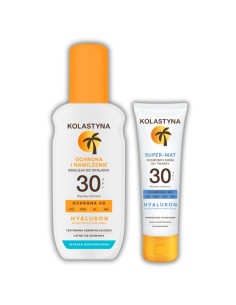 Emulsja do opalania w sprayu SPF30 150 ml + Matujący krem do twarzy SPF30 50 ml Kolastyna 5900536355559