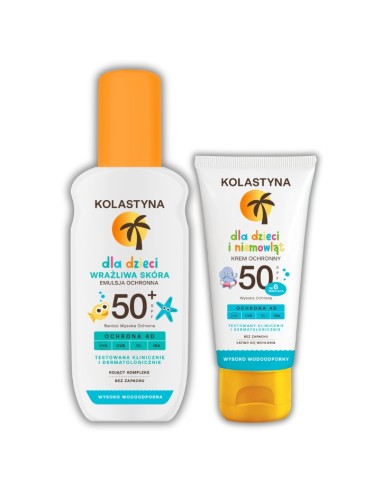 Emulsja do opalania dla dzieci i niemowląt w sprayu SPF50 150 ml + Krem dla dzieci SPF50 75 ml Kolastyna 5900536355368