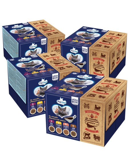 Duży zestaw mokrej karmy dla kota w saszetkach 4x Megabox Summer Grill Prevital 96 x 85g 5999566111679