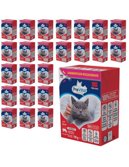 Mokra karma dla kota soczyste kawałki z wołowiną w sosie PreVital 24x190 g 5999566111303