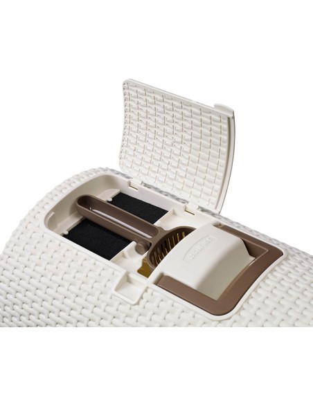 Kremowa kuweta dla kota zamknięta z łopatką i filtrem Curver 3253920615015 5