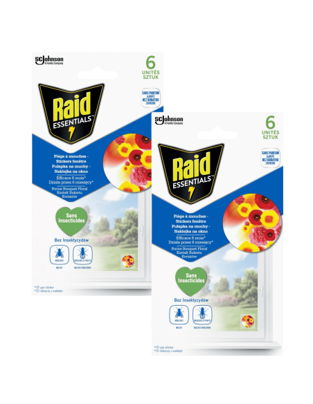 Mocny lep na muchy, naklejka na okno w kształcie bukietu kwiatów Raid Essentials 2x6 szt. 5000204305234