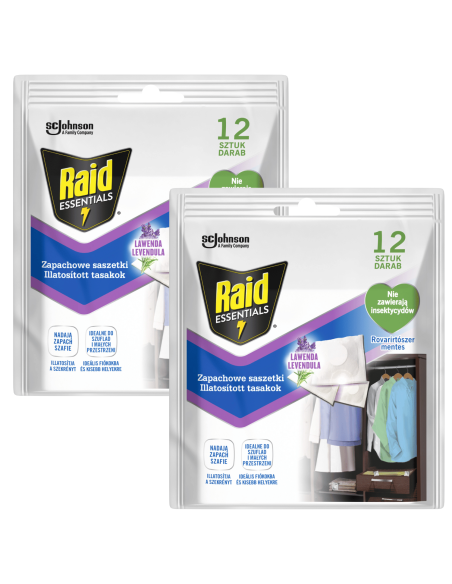 Lawendowe zapachowe saszetki  do szafy i szuflady Raid, 2x12 szt. 5000204090048