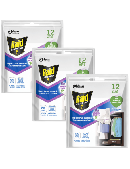 Lawendowe saszetki zapachowe do szafy, szuflady Raid 3x12 szt. 5000204090048