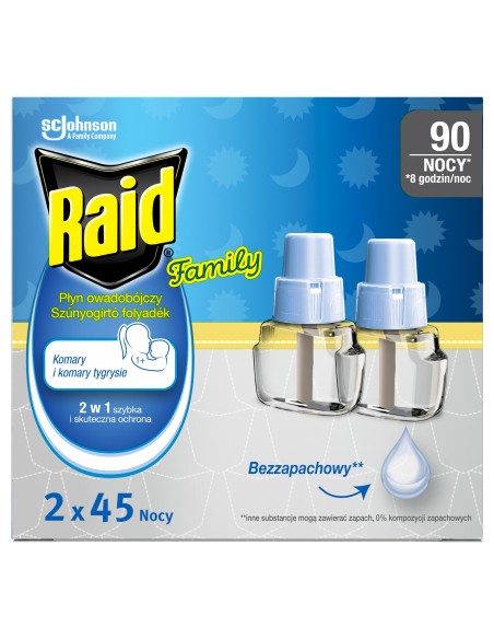 Bezzapachowy płyn owadobójczy przeciw komarom Raid Family, 3x zapas podwójny 5905718981212 3