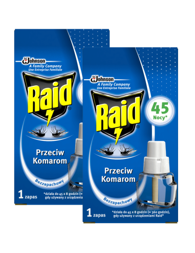 Bezzapachowy wkład do elektrofumigatora owadobójczego Raid, 2x27 ml - Elektrofumigatory owadobójcze