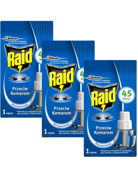 Bezzapachowy płyn do elektrycznego urządzenia owadobójczego Raid, 3 x 45 nocy 5905718981250