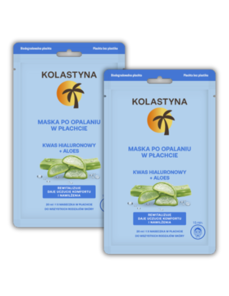 Kojąca maska w płachcie po opalaniu z aloesem i kwasem hialuronowym Kolastyna 2x20 ml 5900536355696