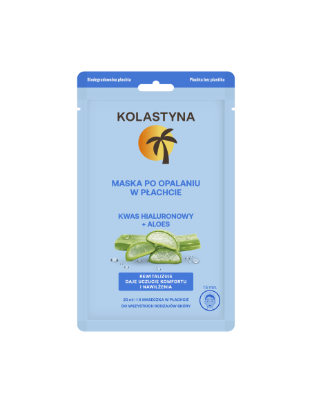Kojąca maska w płachcie po opalaniu z aloesem i kwasem hialuronowym Kolastyna 2x20 ml 5900536355696 2